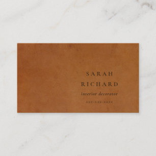 Elegant Modern Rustic Tan Leather Texture Custom Business Card