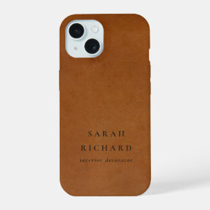 Elegant Modern Rustic Tan Leather Texture Custom iPhone 15 Case