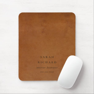 Elegant Modern Rustic Tan Leather Texture Custom Mouse Mat