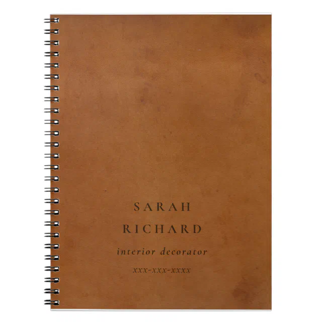 Rustic Notebook Style Elegant Modern Rustic Tan Leather Texture Custom Notebook | Zazzle