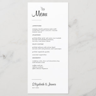 Elegant Modern Rustic Wedding Menu
