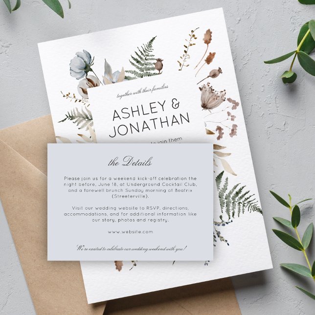 Elegant Modern Rustic Wildflower Wedding Details Enclosure Card (Creator Uploaded)