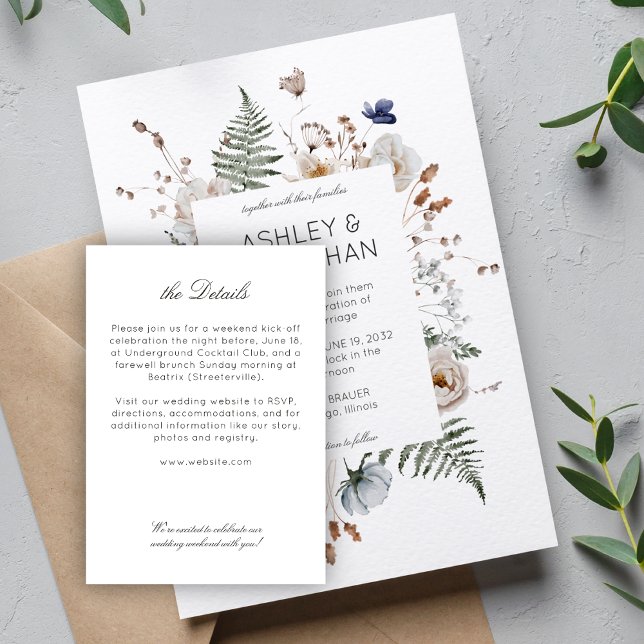Elegant Modern Rustic Wildflower Wedding Details Enclosure Card (Creator Uploaded)