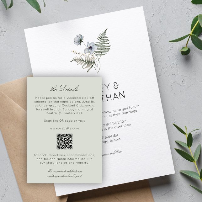 Elegant Modern Rustic Wildflower Wedding Details Enclosure Card (Creator Uploaded)