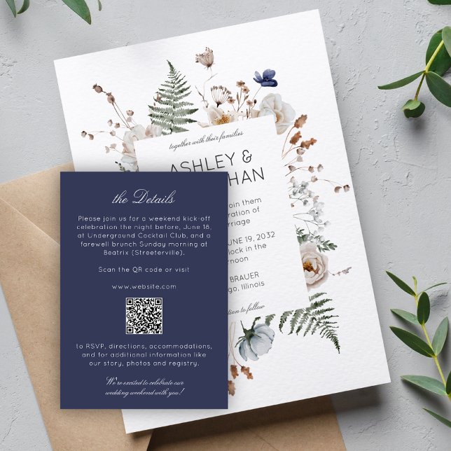 Elegant Modern Rustic Wildflower Wedding Details Enclosure Card (Creator Uploaded)