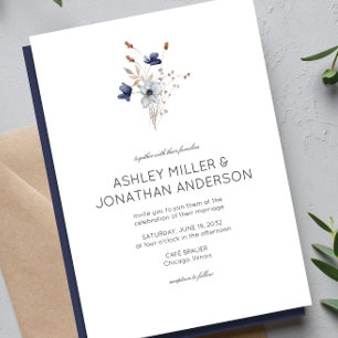 Elegant Modern Rustic Wildflower Wedding Invitation