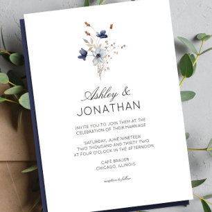 Elegant Modern Rustic Wildflower Wedding Invitation