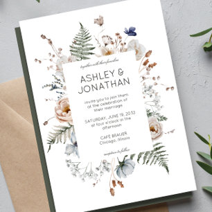 Elegant Modern Rustic Wildflower Wedding Invitation