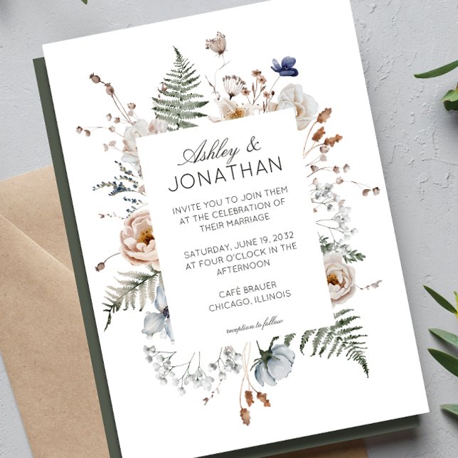 Elegant Modern Rustic Wildflower Wedding Invitation (Creator Uploaded)