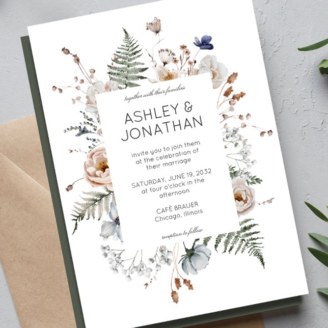 Elegant Modern Rustic Wildflower Wedding Invitation (Creator Uploaded)