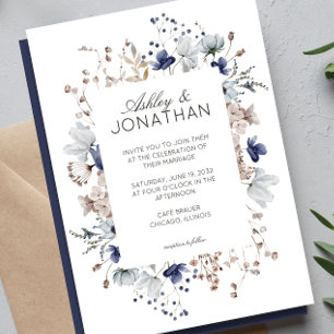 Elegant Modern Rustic Wildflower Wedding Invitation
