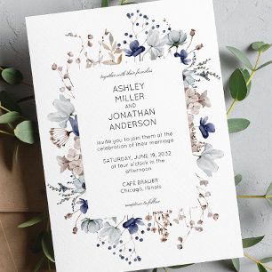 Elegant Modern Rustic Wildflower Wedding Invitation