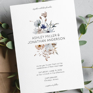 Elegant Modern Rustic Wildflower Wedding Invitation