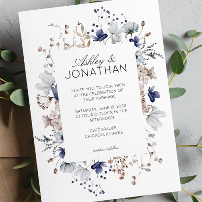 Elegant Modern Rustic Wildflower Wedding Invitation (Creator Uploaded)