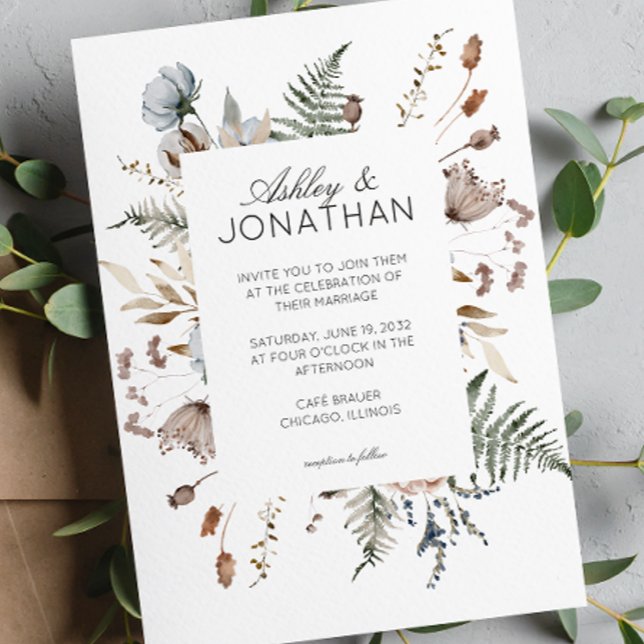Elegant Modern Rustic Wildflower Wedding Invitation (Creator Uploaded)