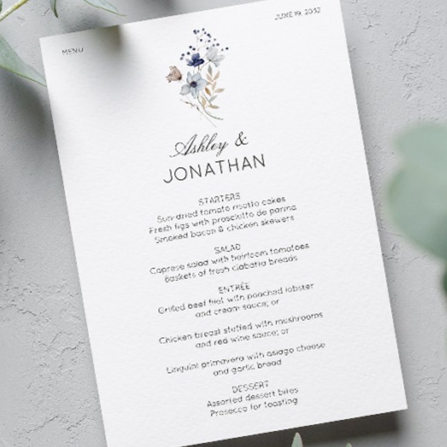 Elegant Modern Rustic Wildflower Wedding Menu (Creator Uploaded)