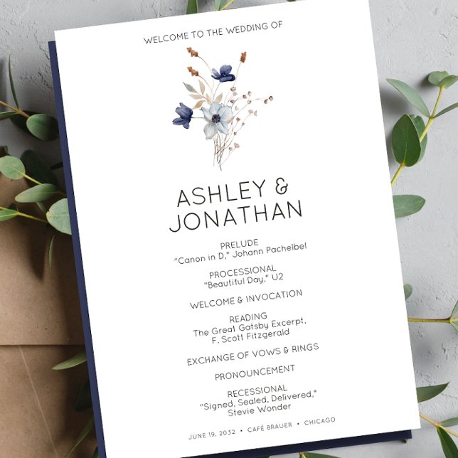 Elegant Modern Rustic Wildflower Wedding Programme (Creator Uploaded)