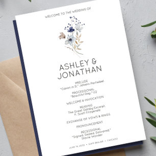 Elegant Modern Rustic Wildflower Wedding Programme