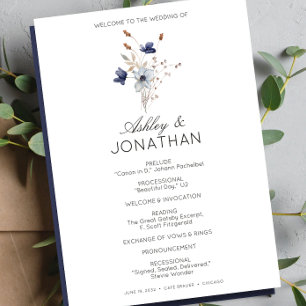 Elegant Modern Rustic Wildflower Wedding Programme