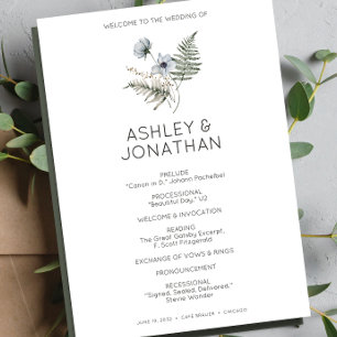 Elegant Modern Rustic Wildflower Wedding Programme