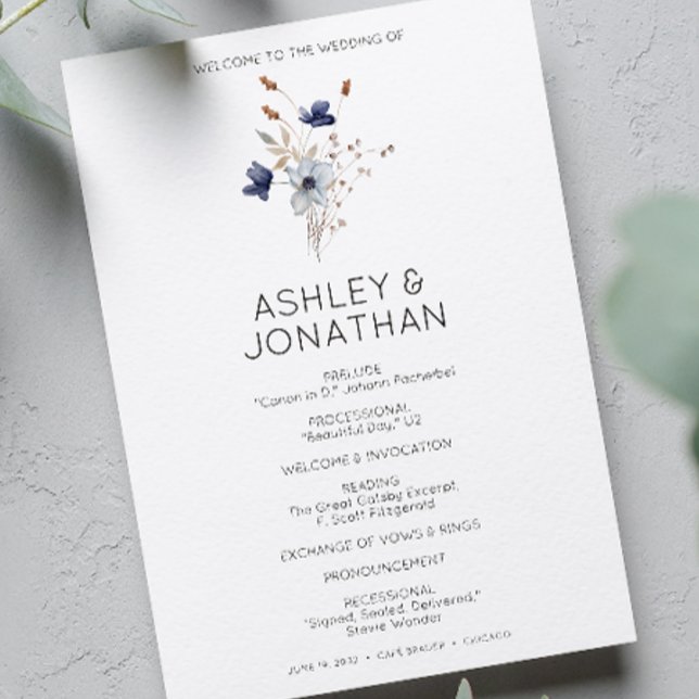 Elegant Modern Rustic Wildflower Wedding Programme (Creator Uploaded)