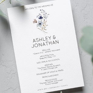 Elegant Modern Rustic Wildflower Wedding Programme
