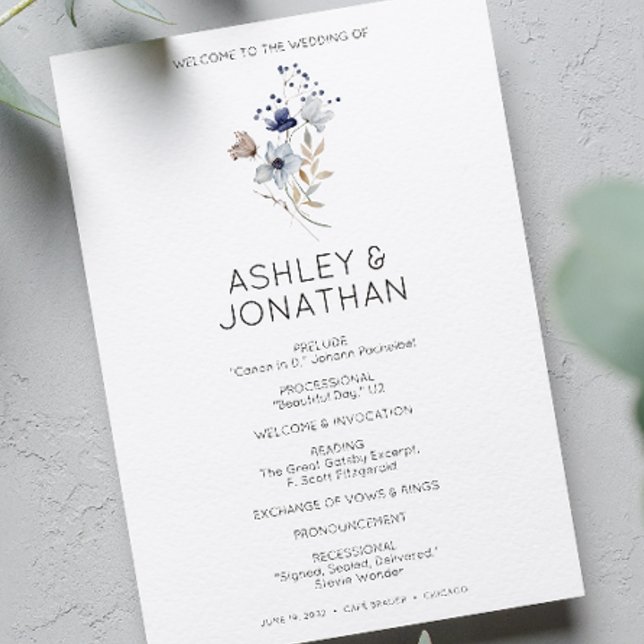 Elegant Modern Rustic Wildflower Wedding Programme (Creator Uploaded)