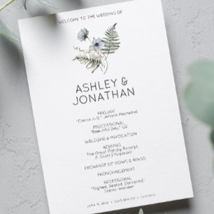 Elegant Modern Rustic Wildflower Wedding Programme