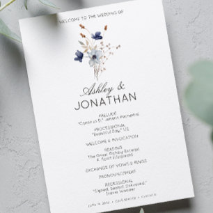 Elegant Modern Rustic Wildflower Wedding Programme