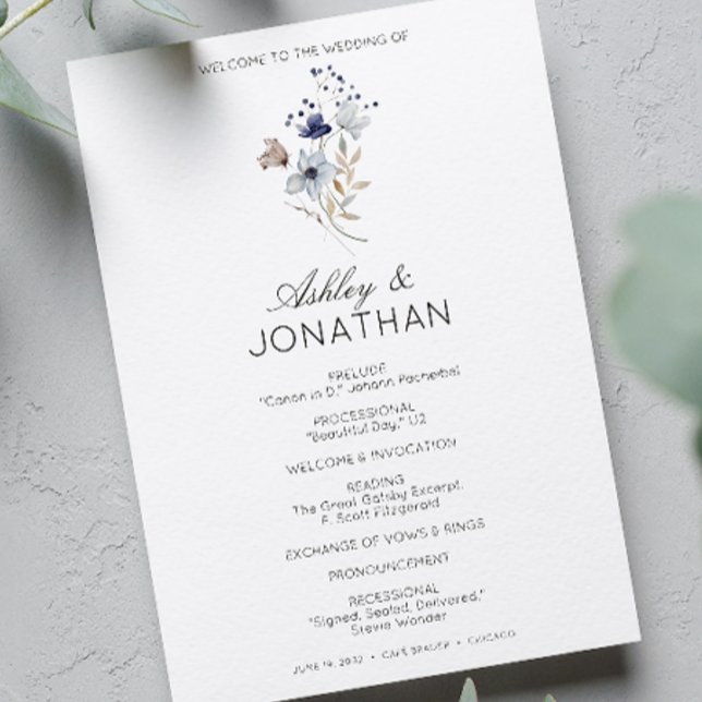Elegant Modern Rustic Wildflower Wedding Programme (Creator Uploaded)