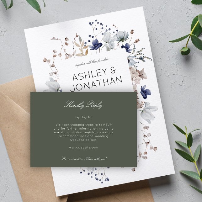 Elegant Modern Rustic Wildflower Wedding RSVP Card (Creator Uploaded)