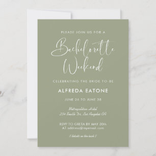 Elegant & modern Sage Green Bachelorette Weekend Invitation