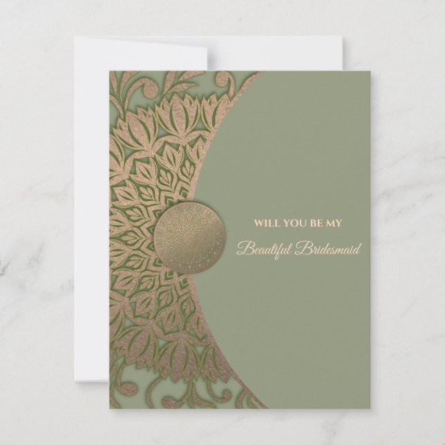 Elegant Modern Sage green gold bridesmaid proposal Invitation (Front)