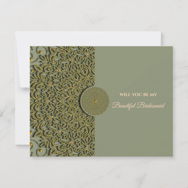 Elegant Modern Sage green gold bridesmaid proposal Invitation (Front)