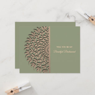 Elegant Modern Sage green gold bridesmaid proposal Invitation