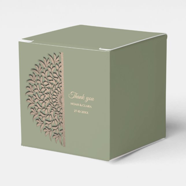 Elegant Modern Sage green & gold classic mandala Favour Box (Front Side)