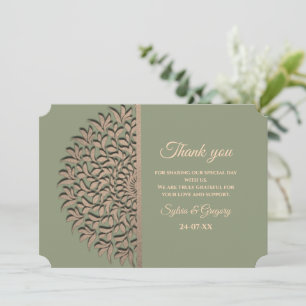 Elegant Modern Sage green & gold classic mandala T Thank You Card