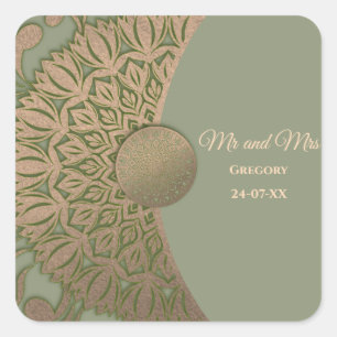 Elegant Modern Sage green & gold classic Square Sticker