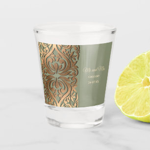 Elegant Modern Sage green & gold Faux Gold Luxury Shot Glass