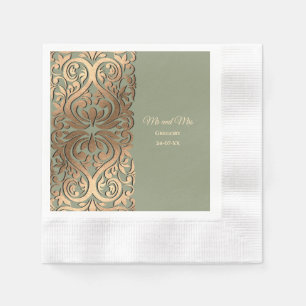 Elegant Modern Sage green & gold wedding Luxury Napkin
