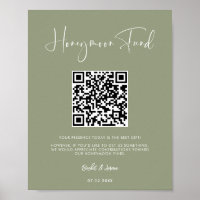 Elegant & modern sage green Honeymoon fund QR code