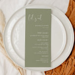 Elegant & modern Sage green Let's eat wedding Menu<br><div class="desc">Let's eat! Wedding or reception party menu. A modern typography and a trendy sage green colour for your wedding stationery: choose this simple and elegant wedding suite. Fully customisable: you can change the background as well as the text colour as you like.</div>