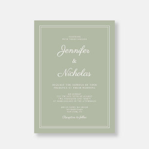 Elegant Modern Sage Green Script Wedding Invitation