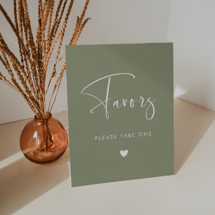 Elegant & Modern Sage Green wedding Favours Pedestal Sign