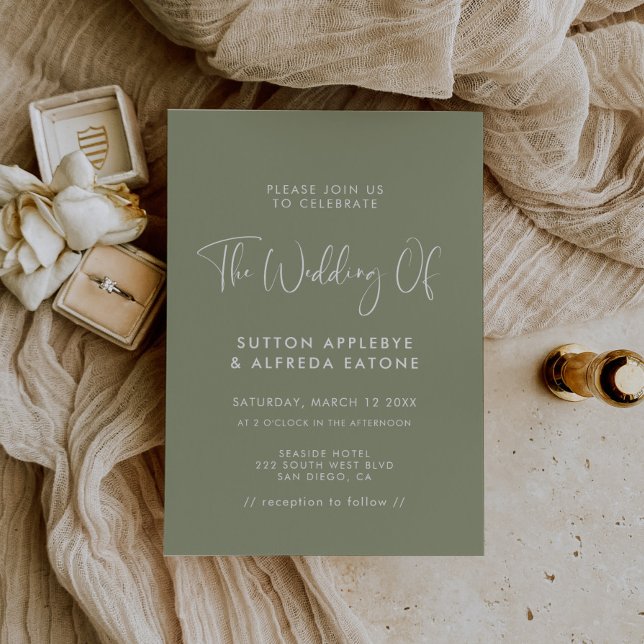 Elegant & modern Sage green wedding Invitation (Creator Uploaded)