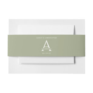 Elegant Modern Sage Green Wedding Invitation Belly Band