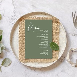 Elegant & modern sage green wedding menu