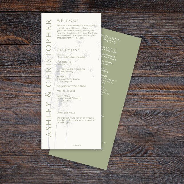 Elegant Modern Sage Green Wedding Programme (Creator Uploaded)