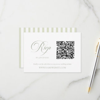 Elegant Modern Sage Green Wedding QR Code RSVP Card