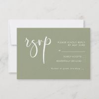 Elegant & modern Sage green wedding RSVP